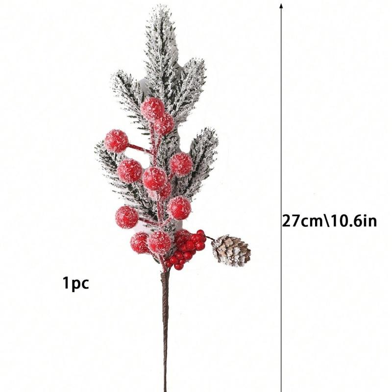 1/2Pcs Christmas Decoration Artificial Pine Branches Holly Berries Red Berry Branches for Christmas Tree Wreath Gifts Decoration