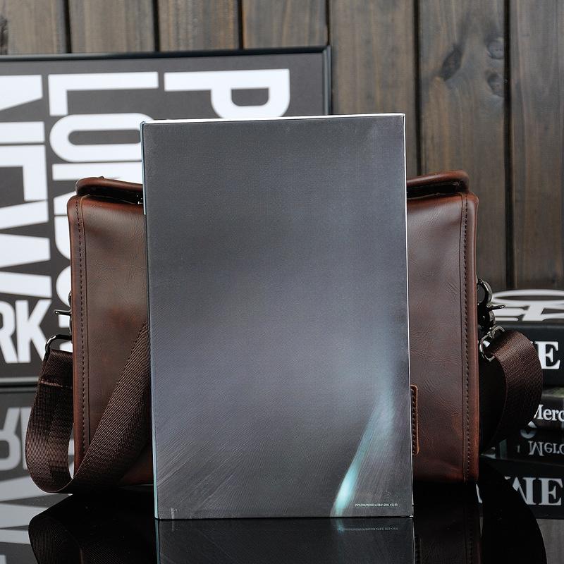 Crazy Horse Leather Men's Bag Casual Retro One-shoulder Crossbody Bag Double Screw Lock Design Anti-theft Wear-resistant Computer Official Bag