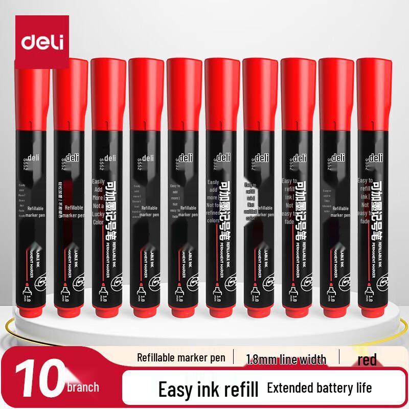 Deli Thick-Tip Refillable Oil Marker Pen