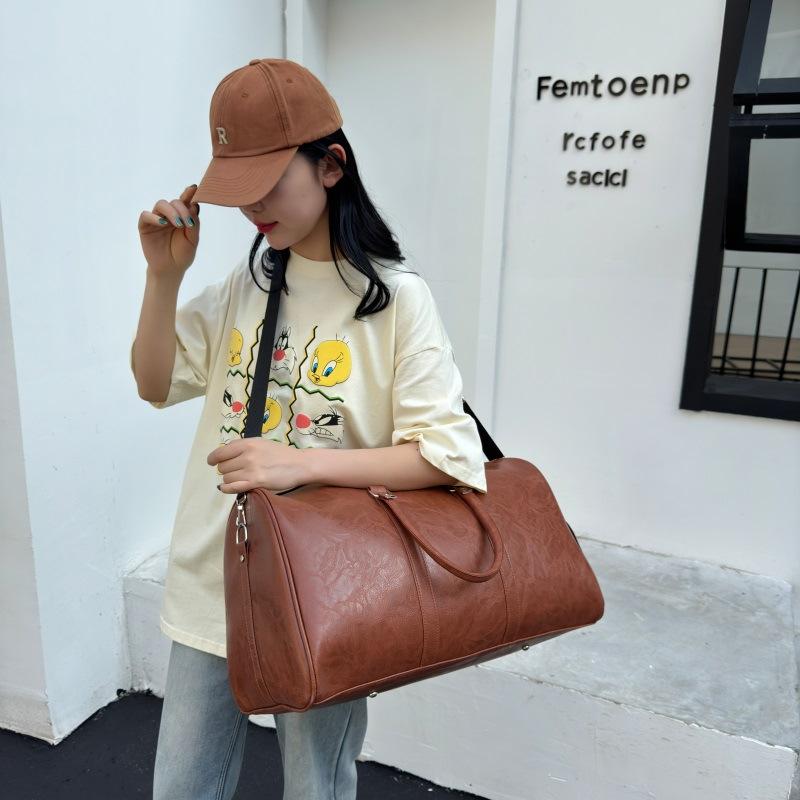 Leather Travel Bag Large Duffle Independent Big Fitness Bags Handbag Bag Luggage Shoulder Bag Black Men Fashion Zipper Pu