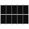 Vidaxl 5-Panel Room Divider, Black, 250 X 180 Cm, Fabric