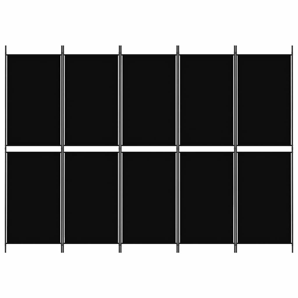 Vidaxl 5-Panel Room Divider, Black, 250 X 180 Cm, Fabric