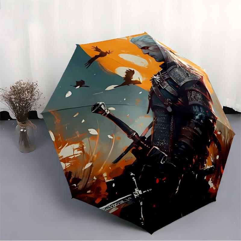 1pc Sekiro Shadows Automatic Umbrella   8 Rib Portable Folding Black Iron Frame for Outdoor, Beach, Travel, Beach Umbrella 219