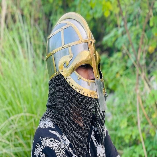 Viking Spangenhelm Helmet with Chainmail Medieval Norse Warrior Helmet  18 Gauge Steel LARP  Cosplay Armor  Nordic Knight Helmet
