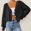 New Autumn and Winter Solid Color Button Cardigan Deep  Short Loose Jacket Casual Top