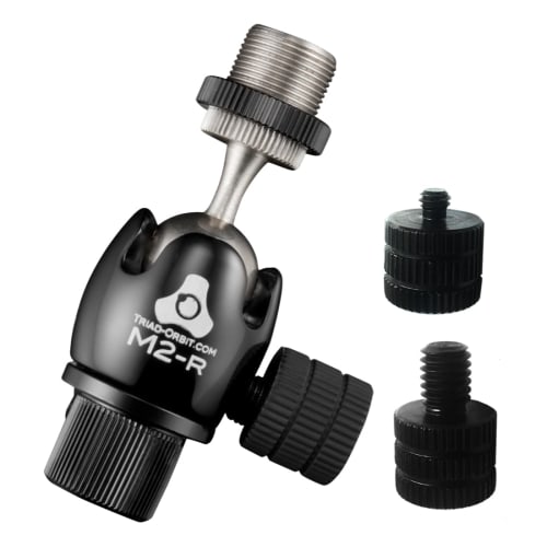 TRIAD-ORBIT M2-R Short Shaft Micro Adapter [Attaches to conventional 5/8-inch stands for 360 x 190 tilt adjustment / Features a smooth ball swivel m