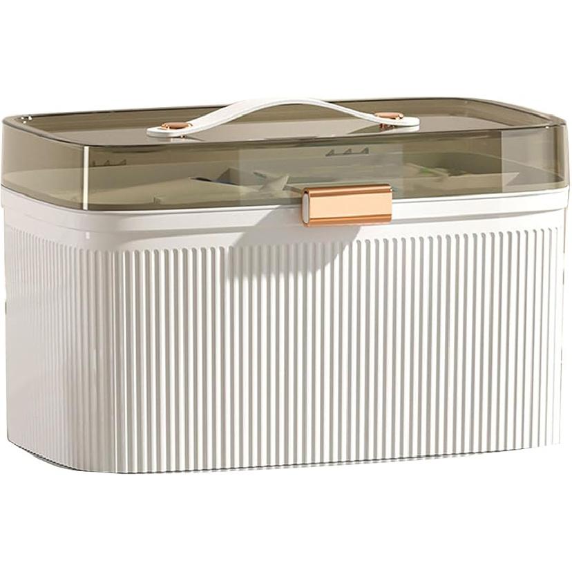 Zerodis Household Box,Portable Transparent Plastic Double Layer Medical Container First Aid Case Medical Case Family Box Organizer with Security Lock