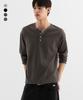 BRENSON Ribbed Crop Henley Neck Long Sleeve ( 4 Colors )