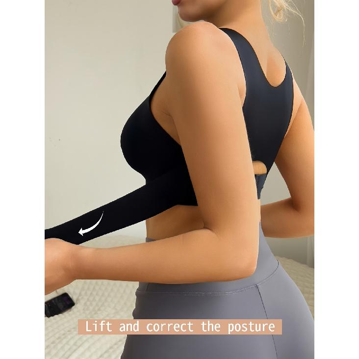 Women's posture-correcting push-up bra Seamless, wire-free design with removable chest pads provides better back support. The wire-free, elegant