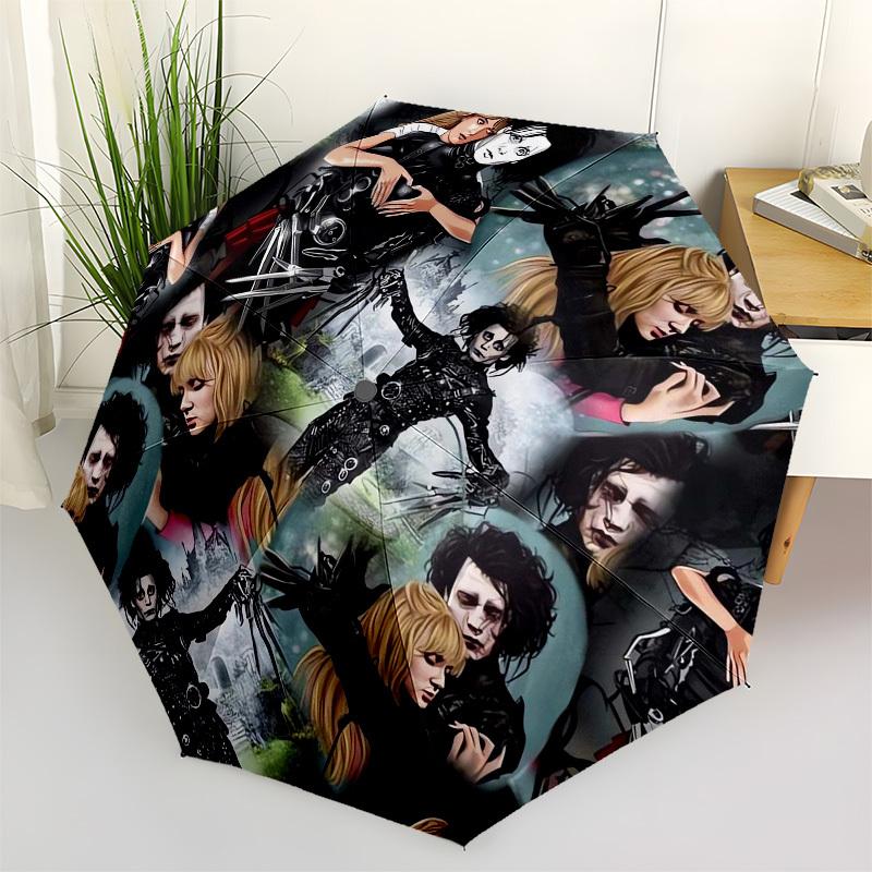 

1pc Edward Scissorhands Collage Umbrella with Plastic Handle,Suitable for All Seasons Home Travel Outdoor UmbrellaM1362