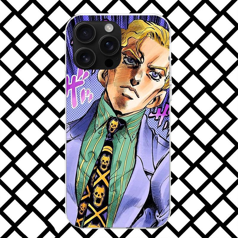 JoJo Kira Yoshikage Killer Queen Phone Case for iPhone 17 Air 16 16E 15 14 Plus 13 Mini 12 11 Pro Max 7 8 + SE 2020 Soft Cover F