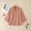 ZANZEA Women Turn Down Collar Loose 3/4 Sleeve Cotton Blouse