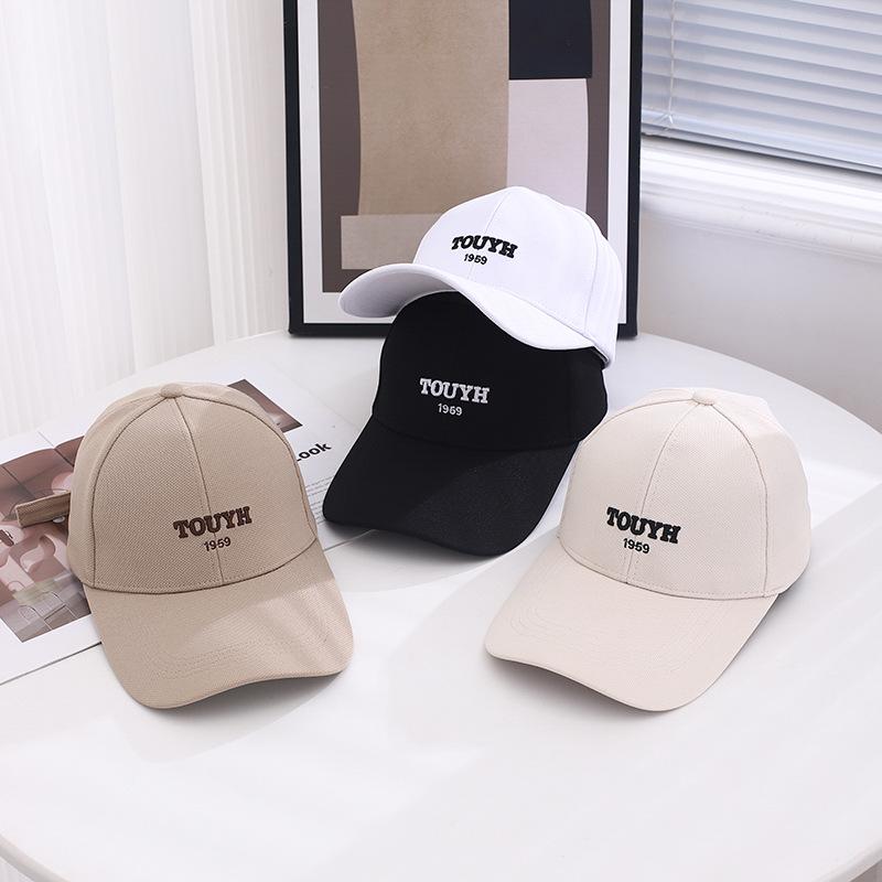 Deep Top Lengthened Along Embroidered Letters Baseball Cap Women'S Spring And Summer Versatile Face Small Wide Brim Peaked Cap Men