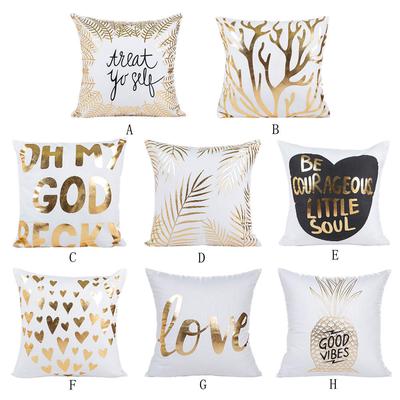 Gold Foil Printing Pillow Case Sofa Waist Throw Cushion Cover Home Decor