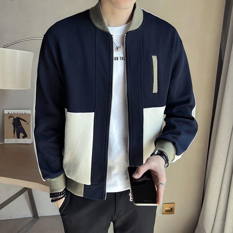 

2024 Men s Trendy Color Block Baseball Jacket - Stylish Spring & Autumn Casual Wear L (suggested 110-130 jin) чорний