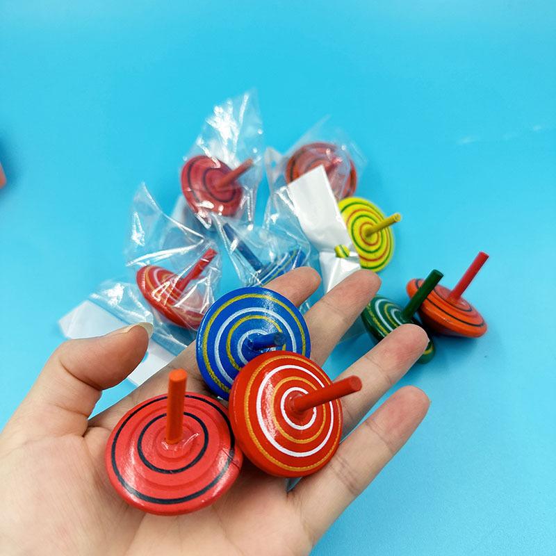 Wooden Small Gyro, Desktop Decompression Wooden Toy, Rainbow Small Gyro Activity Small Gift