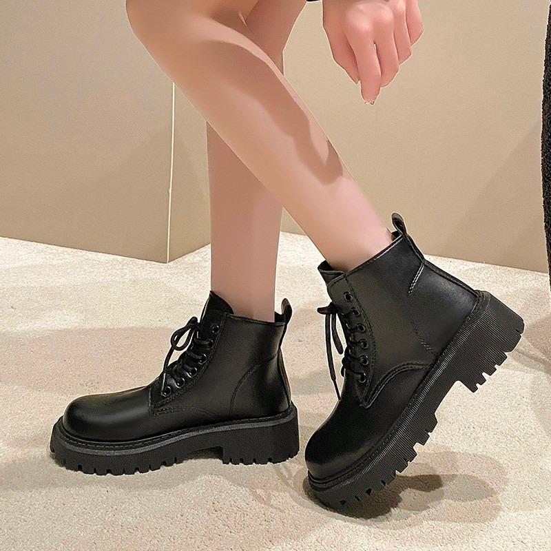 Fashion Women's Shoes 2024 Brand Ankle Women's Boots Classics Modern Boots Women Round Toe Front Lace-up Low Heel Plus Size Ladies Shoes