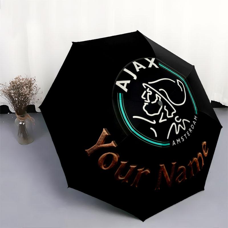 1 PC Automatic Folding Umbrella - AFC Ajax Custom Name Pattern, Portable & Foldable Design with 8 Ribs, Christmas Birthday Gifts
