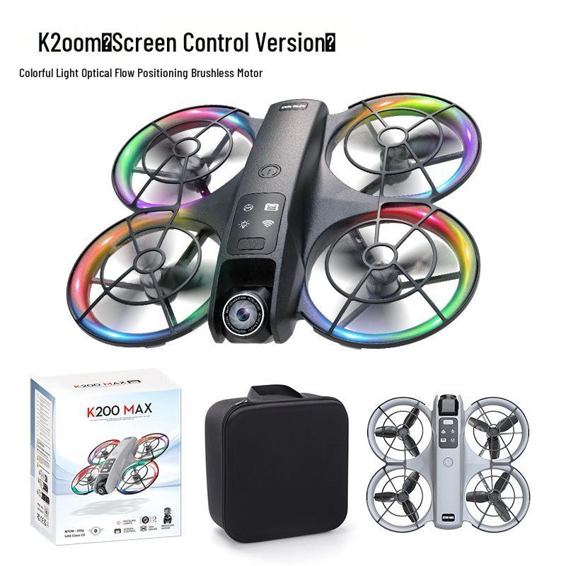 K200 Drone: Brushless, Screen-Integrated, Optical-Flow Positioning, Color Lights, Fully Protected Remote-Controlled Aircraft.