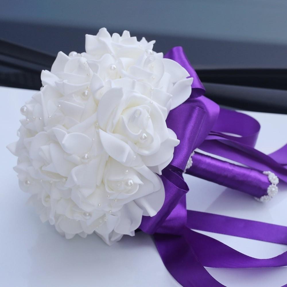 Silk Flowers Artificial Hand Bouquet Romantic Bridal Bouquets  Ceremony Anniversary