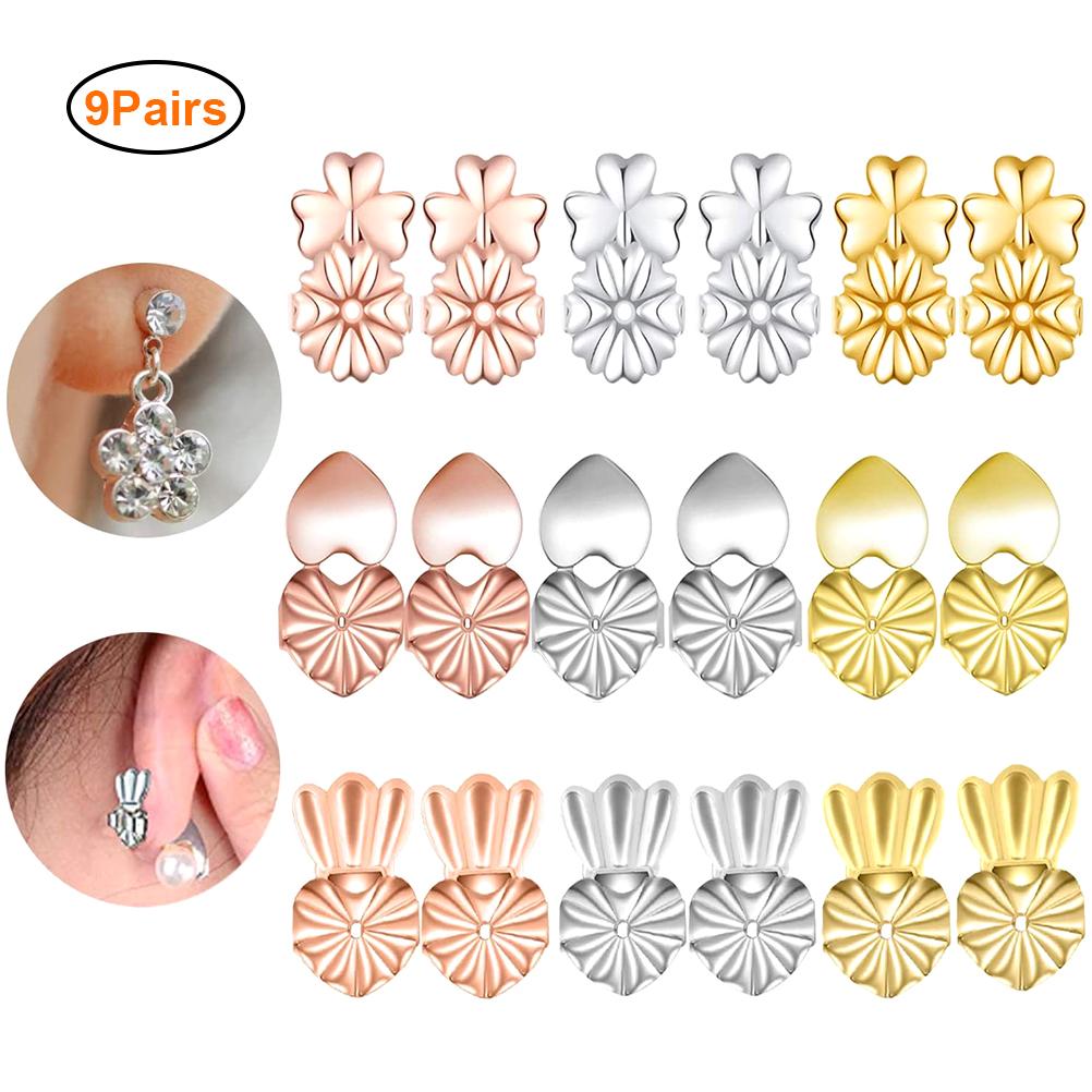 9 Pairs Adjustable Hypoallergenic Earrings Backs Ear Studs Stoppers for Earrings
