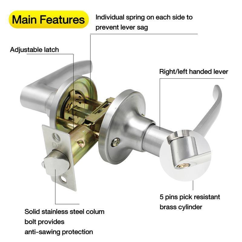 1pc Bedroom Door Lock, Indoor Use, Aluminum Alloy Material, Easy Bedroom Lock Holder, Three Pole Spherical Holder Key