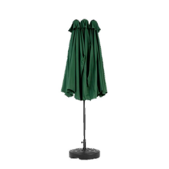 Parasol extérieur rectangulaire double face de 4,5 m avec manivelle (vert foncé) (sans pied)