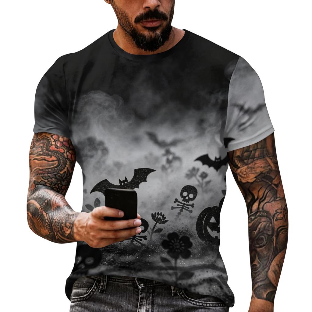 Men's Halloween Printed Short Sleeve T Shirt Loose Fit Casual Summer Daily Wear Top Comfortable Breathable Fabric Unique Graphic Design