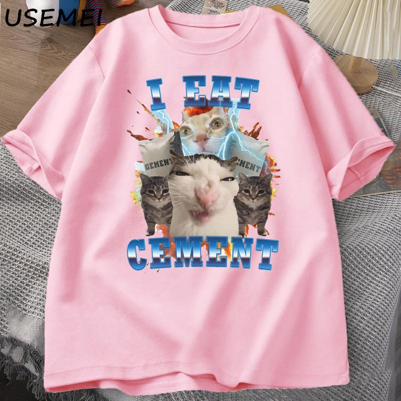I Eat CeUnisext Funny Cat Meme Tee Shirt Cotton Short Sleeve Stupid Ugly Cats Printed T Shirt Casual O Neck Graphic Tees Tees
