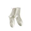 Socks Women'S Solid Color Bow Women'S Socks Double Needle Draw Strips Versatile Stack Of Socks Trendy Gray Socks