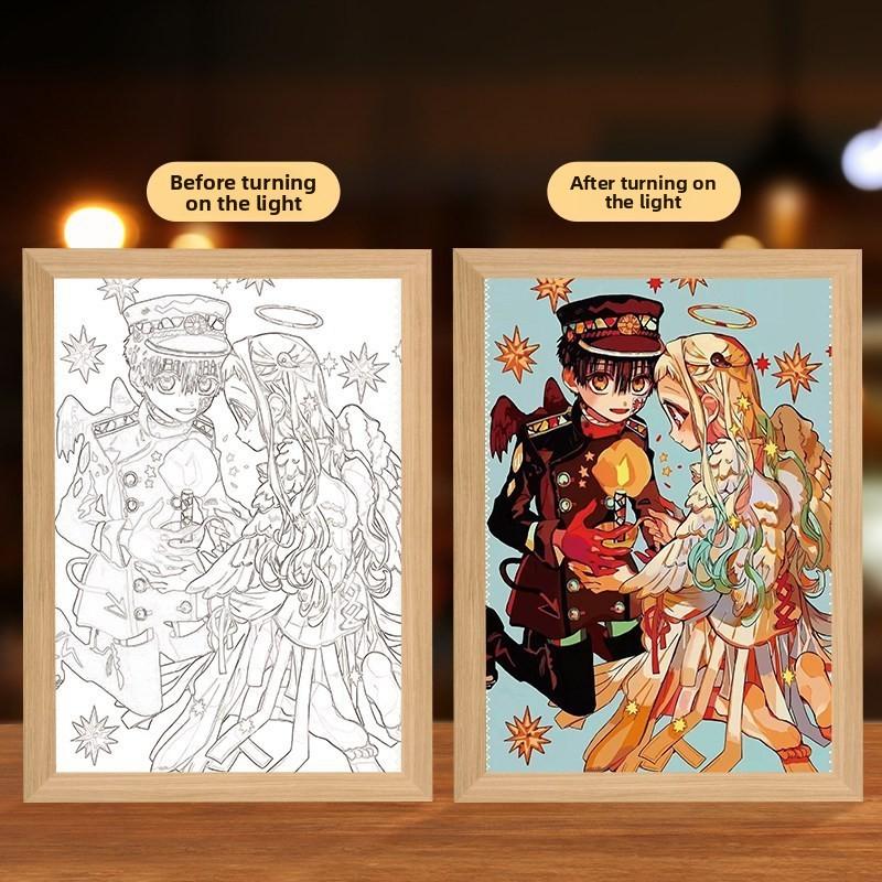 23cm/9.06in Tum Rensabiyuu 3D Light Painting Night Lamp Anime Peripherals Figures Bedroom Table Display Ornaments Birthday Gift