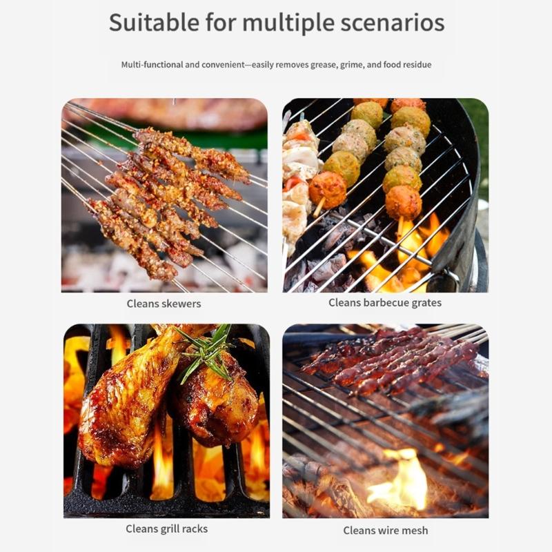 Right Angled Grill Brush With 3 Functions And Ergonomic Handle Scrapers Wire Bristles For Deep Cleaning BBQ Grates Tool