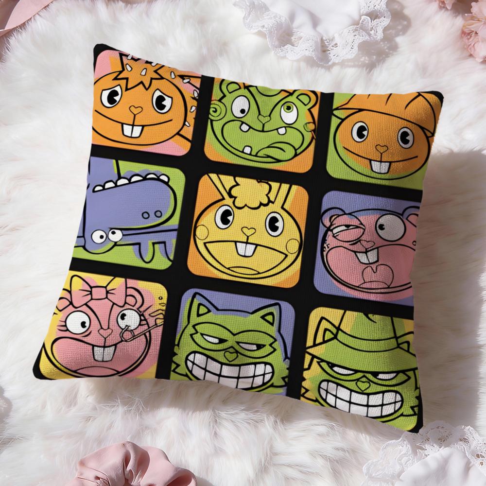 Anime H-Happy Tree Friends Kissenbezug Premium Komfort Wendbarer Kissenbezug -Zwei-in-Eins-Design für jeden Raum & Autoinnenraum