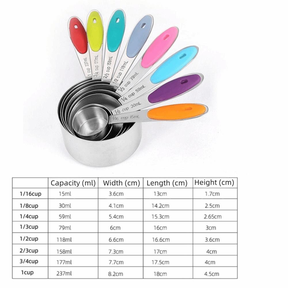 8/13Pcs Teaspoon Measuring Cups Set Stainless Steel Kitchen Measure Tool Food Preparation