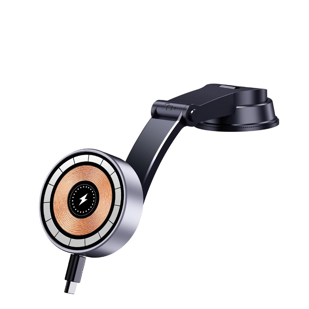 Einziehbarer magnetischer kabelloser Autoladegerät und Handyhalter für MagSafe und Apple Schnellladung