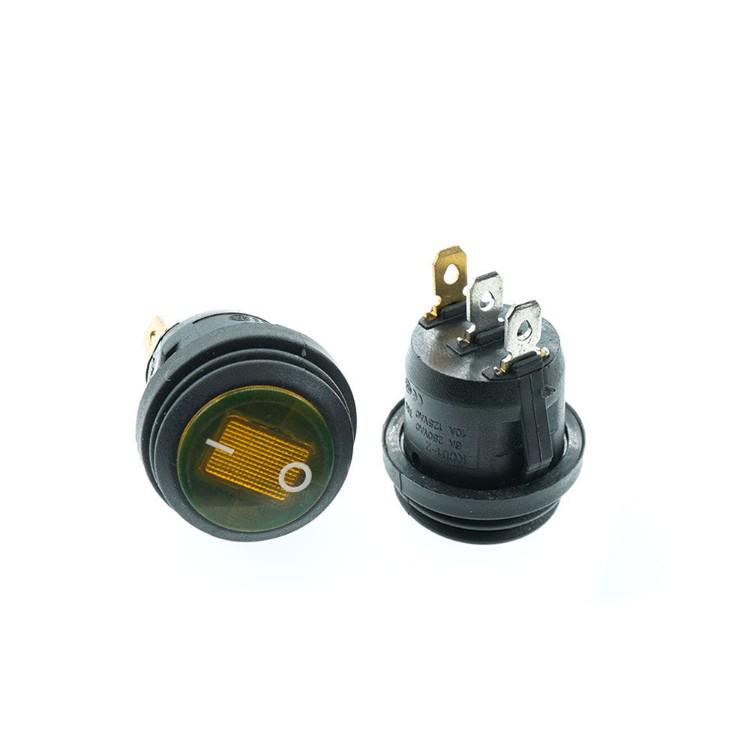 Waterproof KCD6 Round Power Switch with Light, Tripod Design, 2-Position, 23mm Outer Diameter, 20mm Hole Diameter