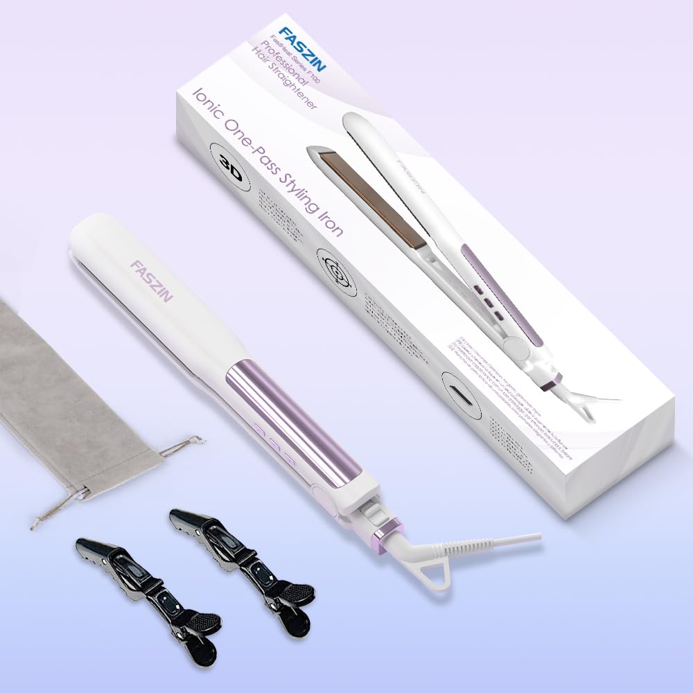 Hair Fast Heat Titanium Flat Iron with Negative Ions To Create Smooth Multipurpose Straightener and Curler Dual Voltage Styling Tool for Professional