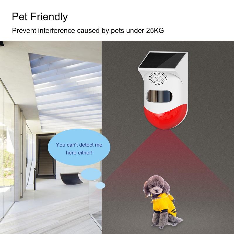 Wolf-Guard 120dB Tuya WiFi Outdoor Solar Motion Alarm Waterproof Flashing Sensor Detector Home Security for Garage /Shed /Farm