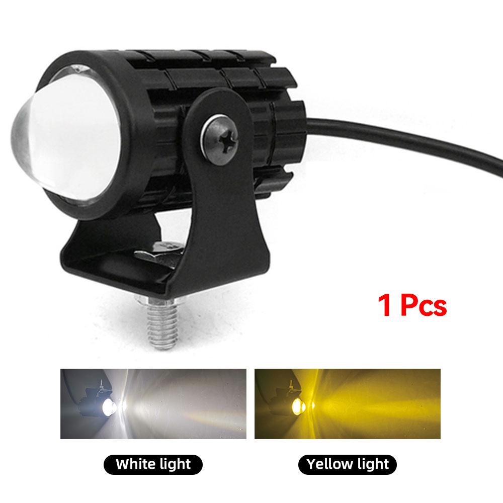 Motorcycle LED Headlight Spotlight Projector Lens Dual Color Super Bright Driving Light Auxiliary Lamp Moto Scooters Accessories