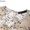 ZANZEA Women Casual Round Neck Loose Long Sleeve Print Long Dress