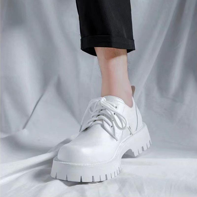 Leather Shoes Men Casual Business British Platform Soft Bottom Derby Shoes Men Black Wedding Party GroomHigh Quality Dress Shoes