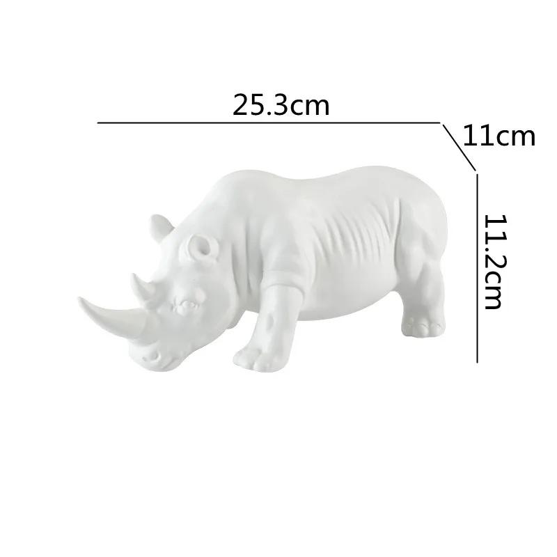 Ceramic Crafts Simulation Animal Sculpture Rhino White Rhino Ceramic Ornaments Animal Figures Home Decoration Accessories