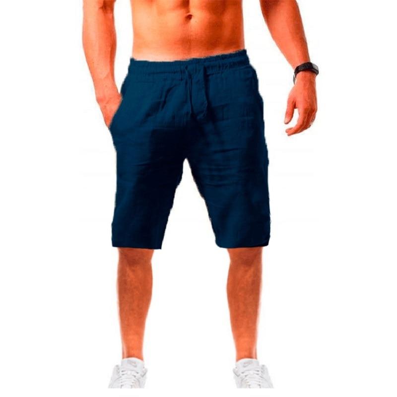 Nuevos pantalones cortos de lino y algodón para hombre, pantalones de lino de Color sólido transpirables de verano para hombre, ropa informal deportiva S-3XL
