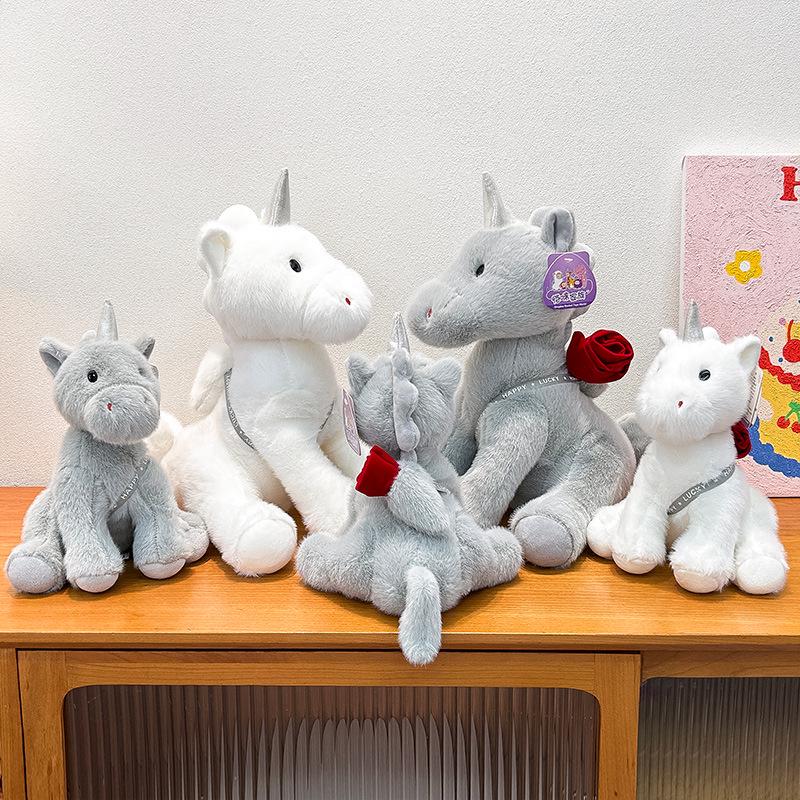 Cross-border Rose Unicorn Plush Toy - Cute Simulation Doll Gift for Girls