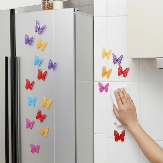 18 Pcs 3D Butterfly Wall Decor Self-Adhesive Butterfly Wall Stickers 3 Sizes Removable Room Mural Decals for DIY Crafts Bedroom Wedding Photo Prop