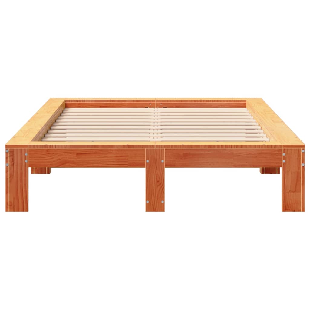 Solid Wood Bed without Mattress Wax Brown 120 x 190 cm Pine Wood
