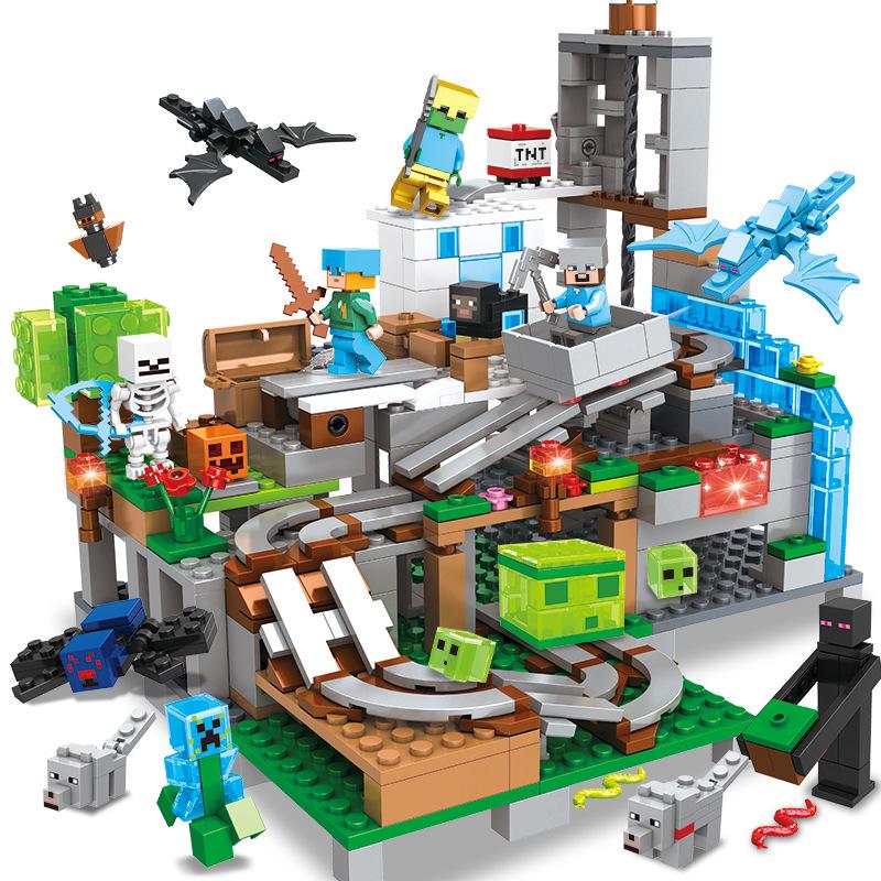 Minecraft-Themed Cave Village Construction Set for Kids - Educational Puzzle with Building Blocks