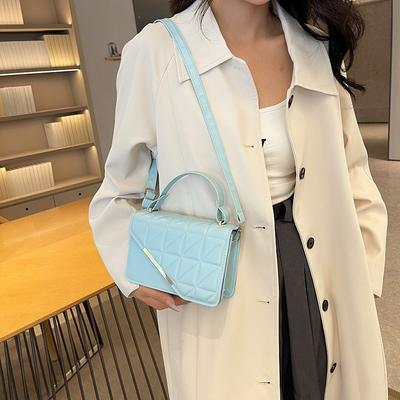 Tasche mit Rautenmuster, Damen, neue trendige tragbare kleine quadratische Tasche, Modekette, einfarbige Schulter-Umhängetasche