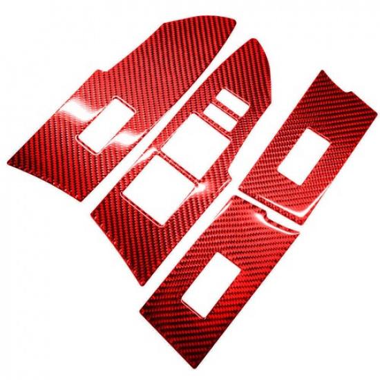 Red Carbon Fiber Window Switch Panel Cover Trim For Toyota Corolla 2014-2018