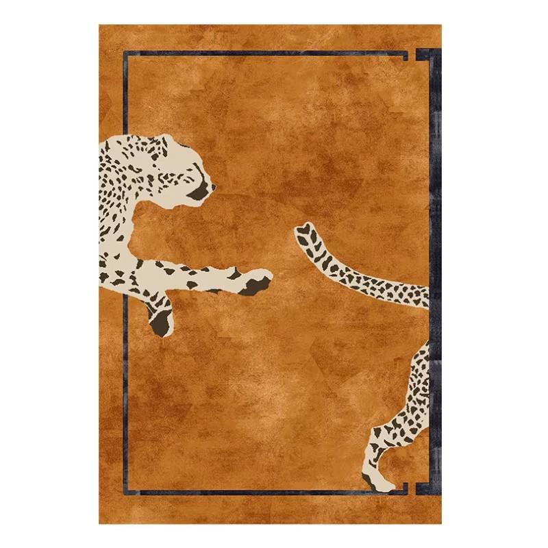 Leichter Luxus Plüsch Wohnzimmerteppich Heim Schlafzimmer Dekor Leopardenmuster Teppich Arbeitszimmer Rutschfeste Matte Nordische Teppiche für Wohnzimmer